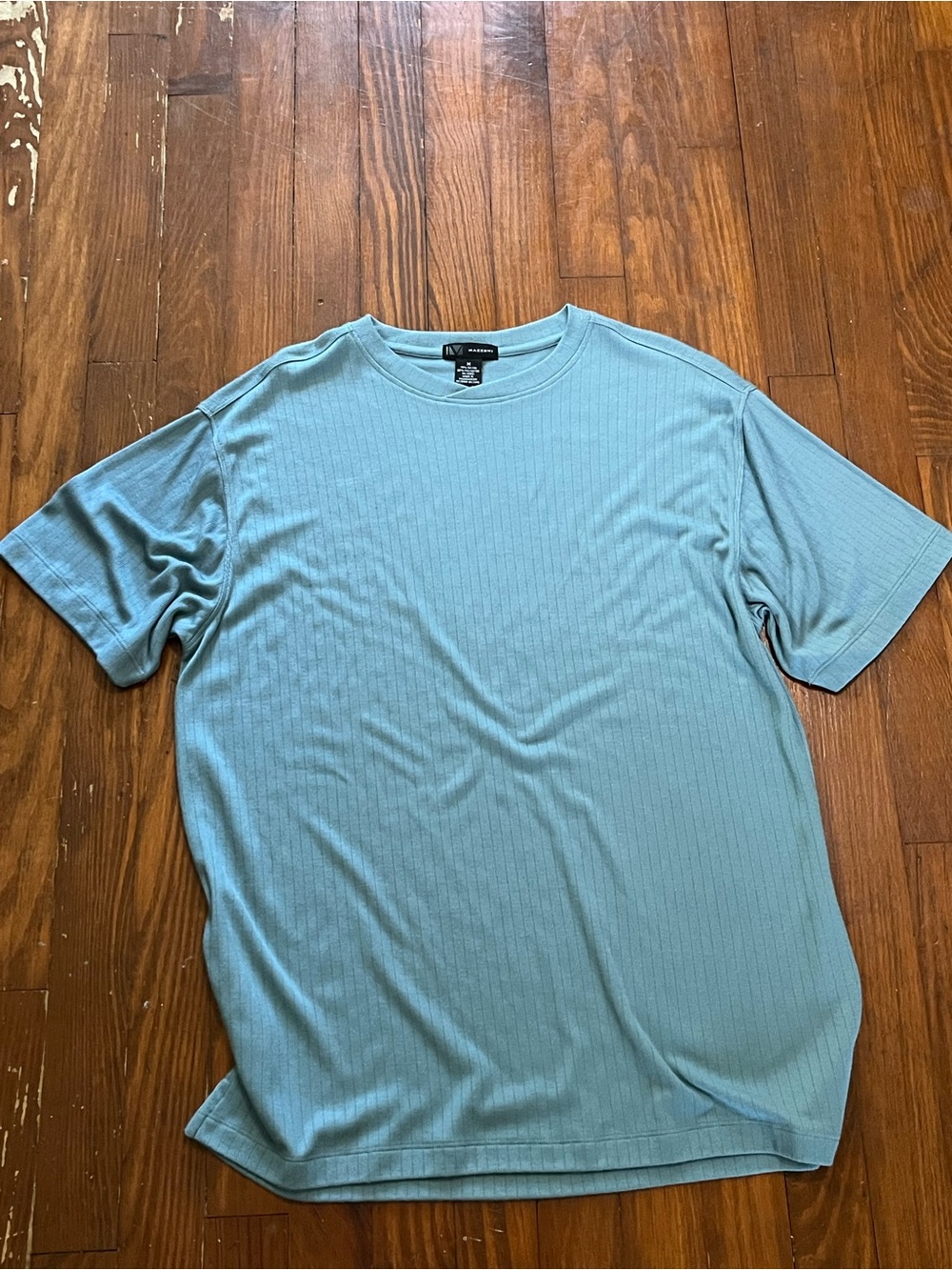 Mazzoni Light Blue Ribbed Short Sleeve Dress Shirt